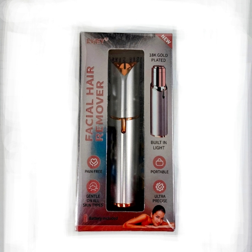 Eviey Facial Hair Remover NEW -18K Gold Plated -Built In Light -Pain Free
